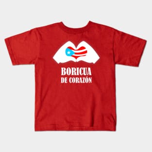 Puerto Rico Flag Heart Hands Boricua de Corazon Kids T-Shirt